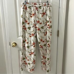 Garnet Hill Women’s Floral Cotton Flannel Pajama Pants Elastic Waist Medium
